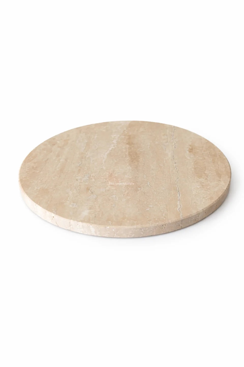Doğal Traverten Mermer Yuvarlak Sunumluk 27 cm