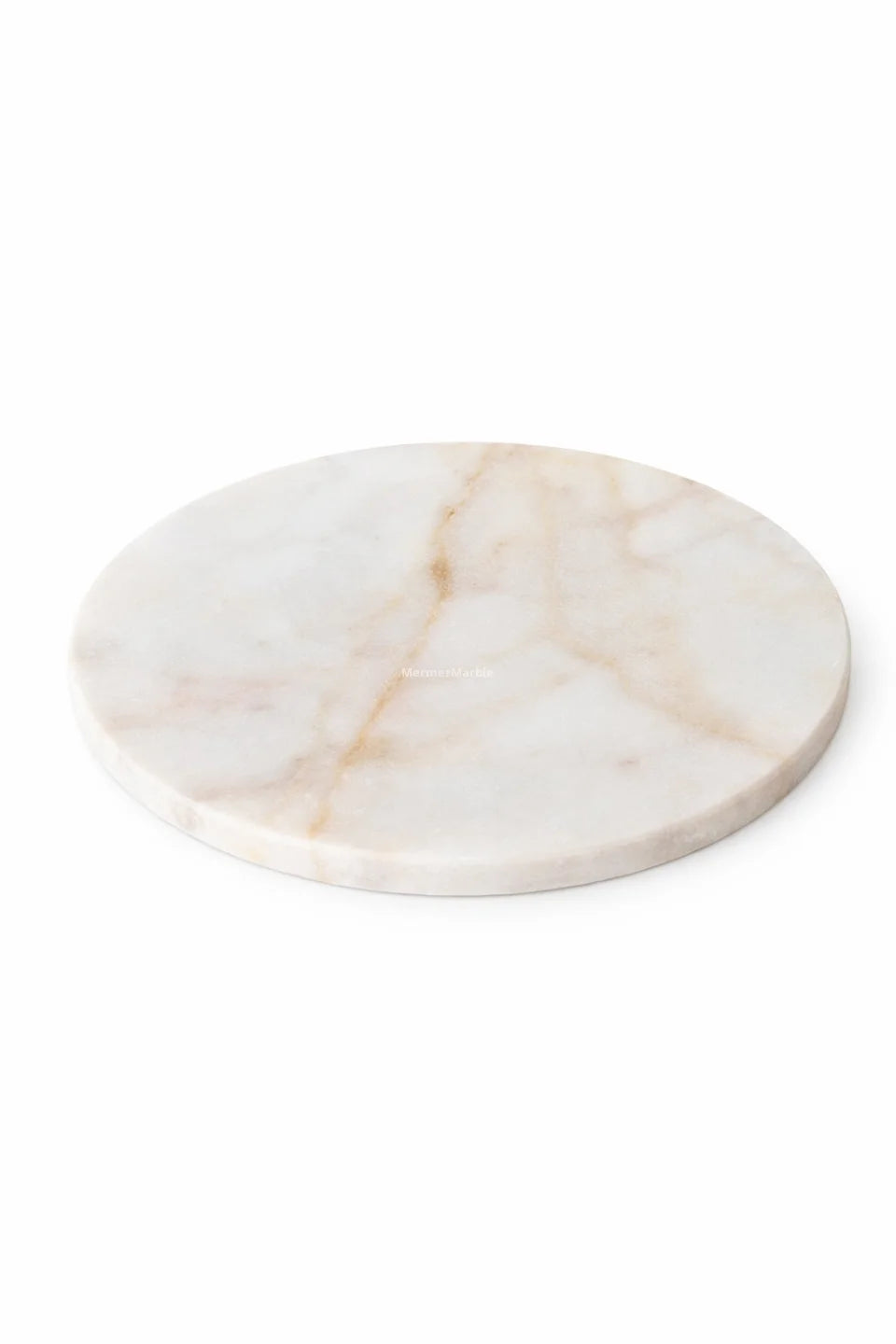 Doğal Beyaz Mermer Yuvarlak Sunumluk 27 cm