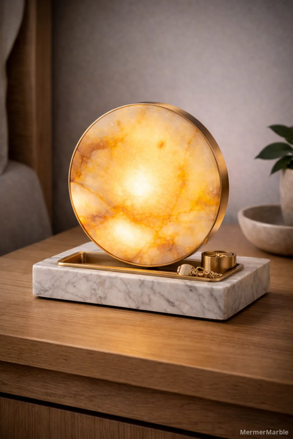 Yuvarlak Mermer Lamba Yüzük Kolye Bölmeli